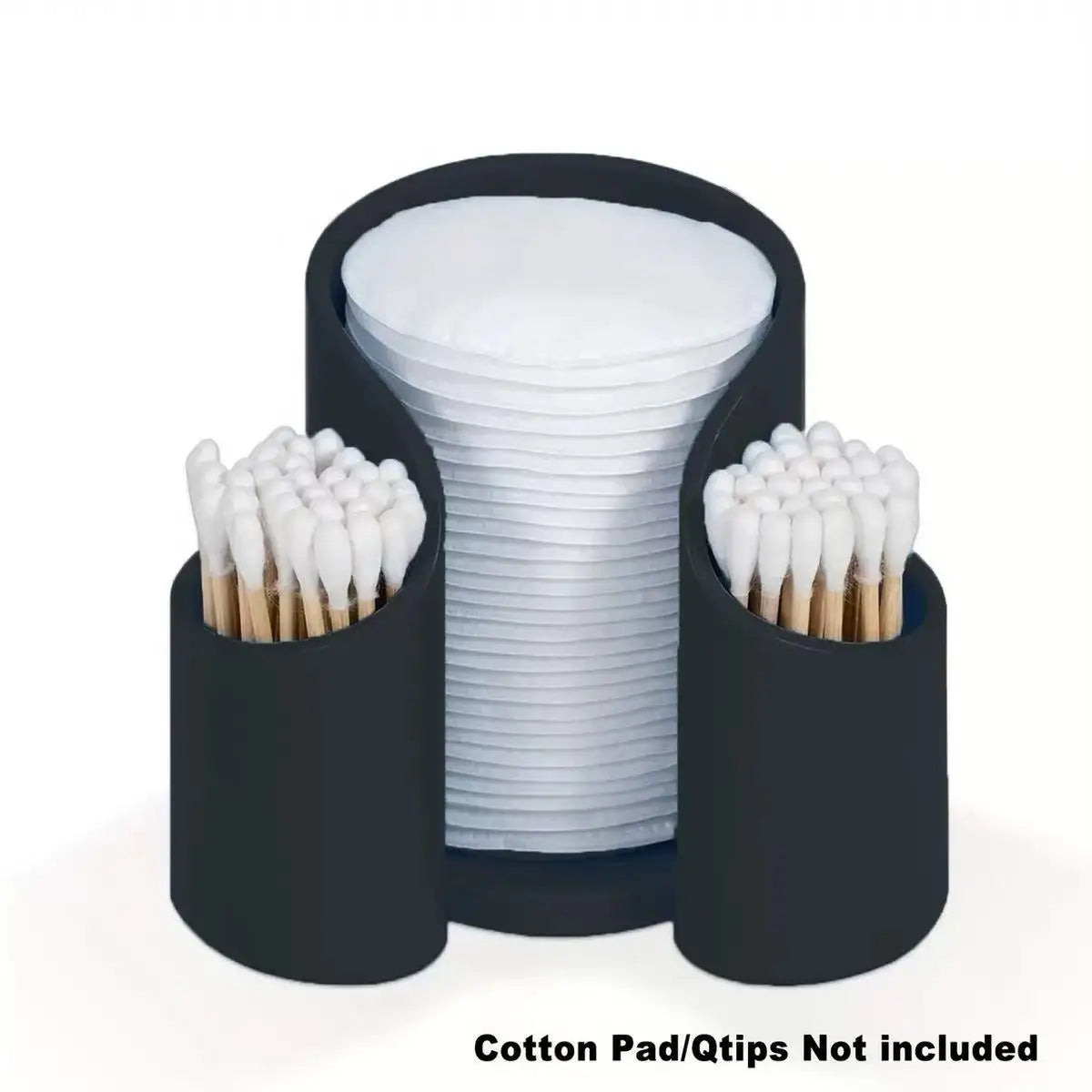 Cotton Pad QTips Holder, Bathroom Cups Dental Floss Dispenser, Storage Organizer for Cotton Pad QTips Paper Cup Floss, Bathroom Oasis Select black