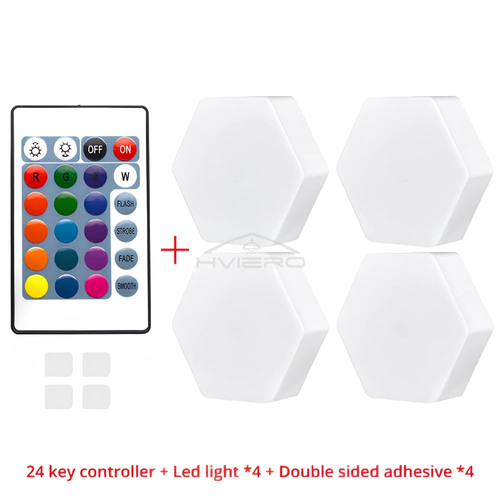 RGB Hexagon LED Wall Light – Touch & Remote Modular Honeycomb