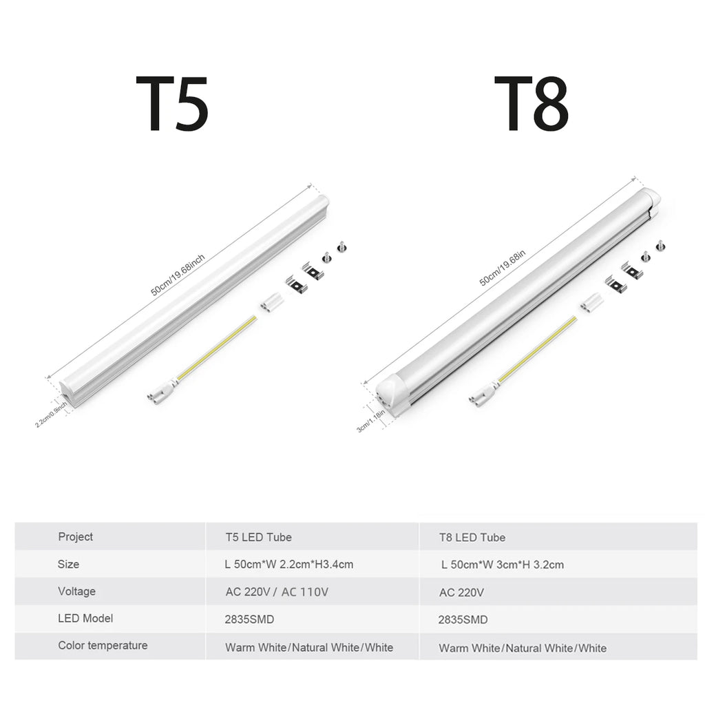 15W T5 85-265V Led Tube Light 50CM 25W T8 220V Aluminium Bar Lamp Indoor Ceiling Wall Lamps, Warehouse Garage Showroom Lighting Oasis Select
