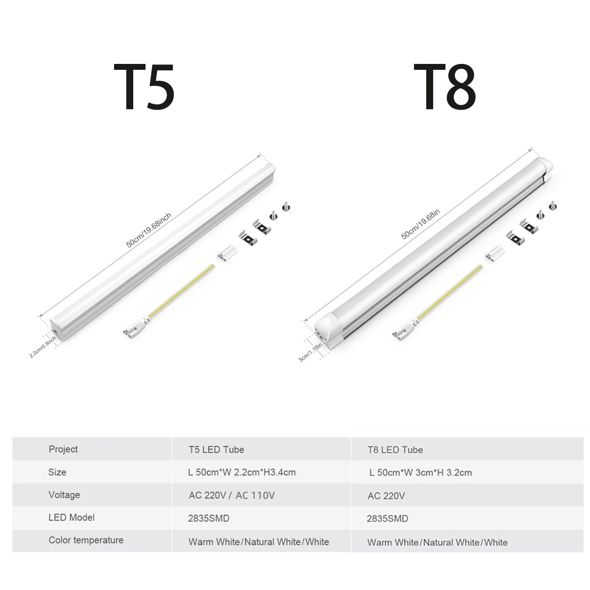 15W T5 85-265V Led Tube Light 50CM 25W T8 220V Aluminium Bar Lamp Indoor Ceiling Wall Lamps, Warehouse Garage Showroom Lighting Oasis Select