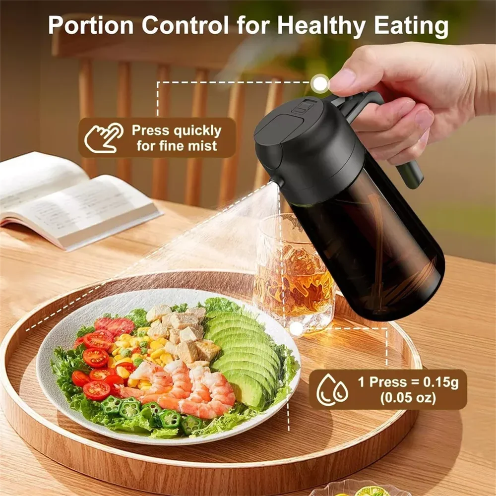 2-in-1 Glass Oil Sprayer & Dispenser, 16oz Leakproof Olive Oil Bottle for Cooking, Air Fryer, Salad, BBQ Olla de aceite Oasis Select