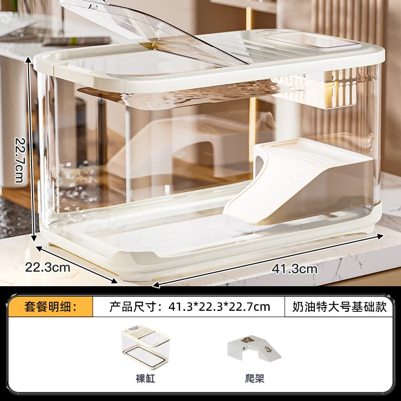 2025 New Household Living Room Fish Tank Ecological Landscape Desktop Small Turtle Tank Plastic Fish Tank Oasis Select White