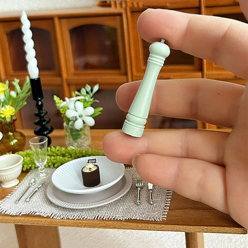 3Pcs Miniature Metal Salt Pepper Shaker 1:12 Scale Dollhouse Kitchen Accessories Realistic DIY Craft Decor Set Oasis Select