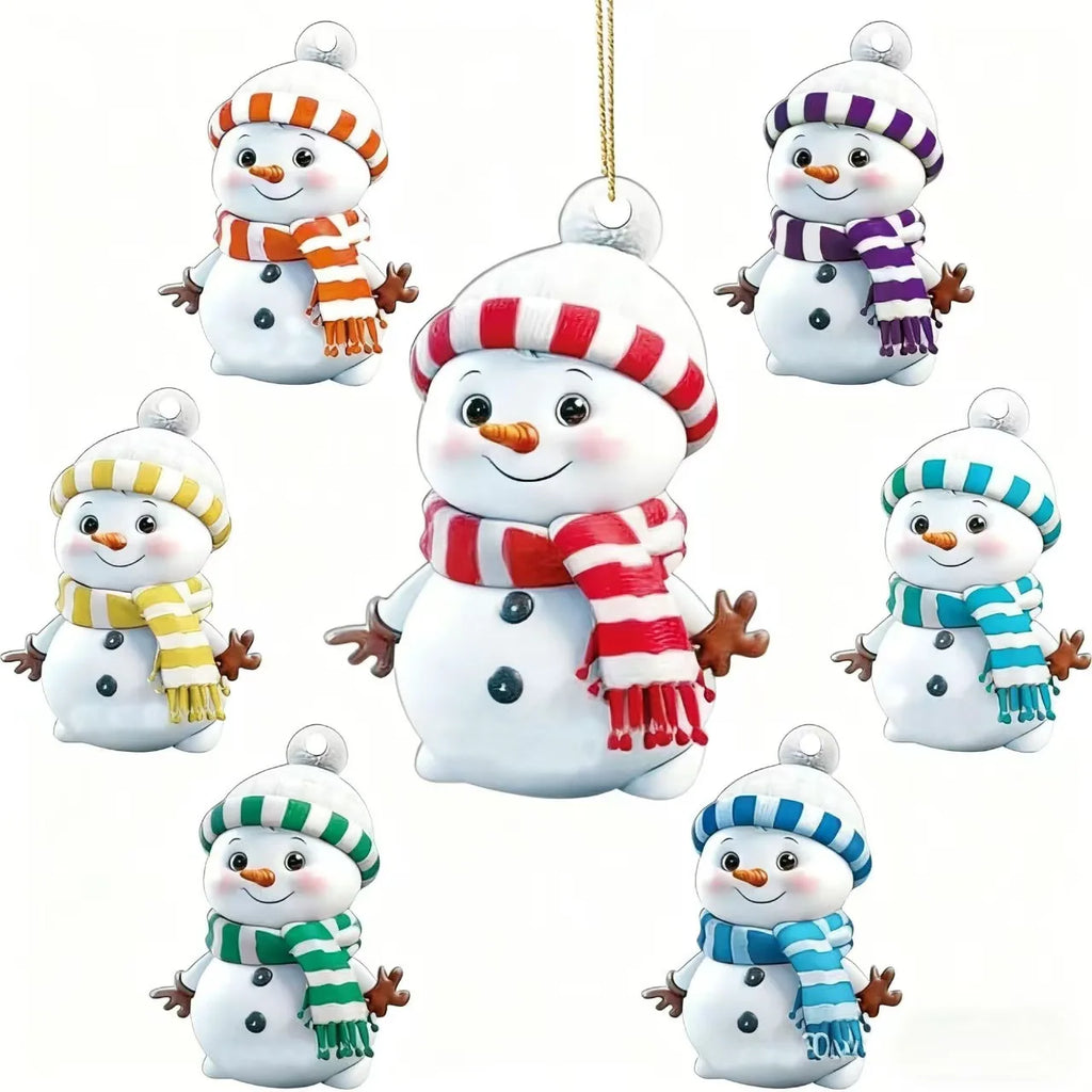 Cross border new product acrylic flat Christmas rainbow snowman set holiday gift home Christmas tree decoration pendant Oasis Select