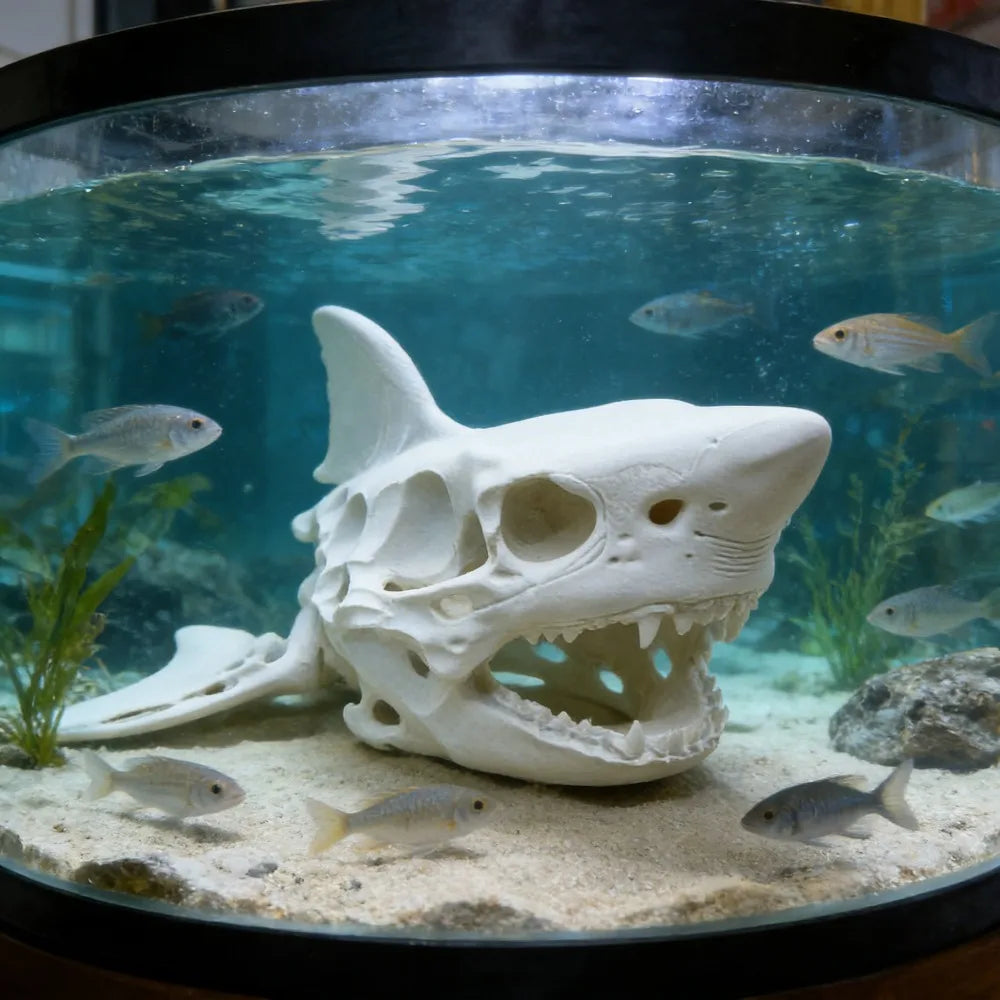 3D Printing Shark Skull Skeleton Cosplay Props Aquarium Ornaments Fish Tanks, Reptiles Fish Tank Landscapes Fish Shrimp Shelter Oasis Select