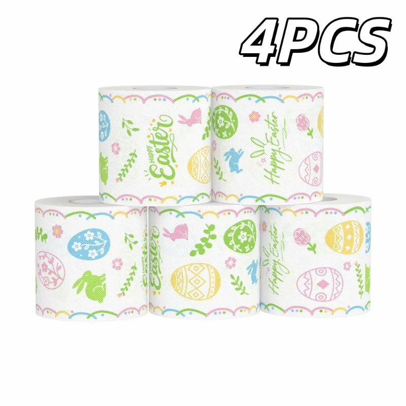 2/4/6pcs Easter Printed Toilet Paper Rolls, Fun Holiday Design 2-Ply Bathroom Tissue-Party Gift,Home Kitchen Bathroom Essential Oasis Select 4pcs