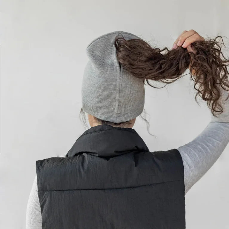Magnetic cap with open ponytail knitted cap, sports yarn cap, pullover cap, women's cap, automatic magnetic cap, lightweight Oasis Select GRAY