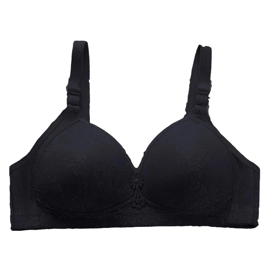 Comfortable Bra Breathable Adjustable Brassiere Thin Section Without Steel Ring Bra Large Breasts Appear Small Gathering Bra Oasis Select Black 46