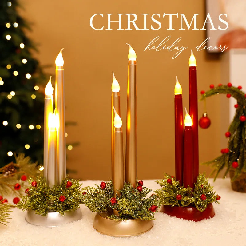 LED Electronic Candles Simulate Christmas Props Long Glossy Candles Christmas Decorative Items Oasis Select