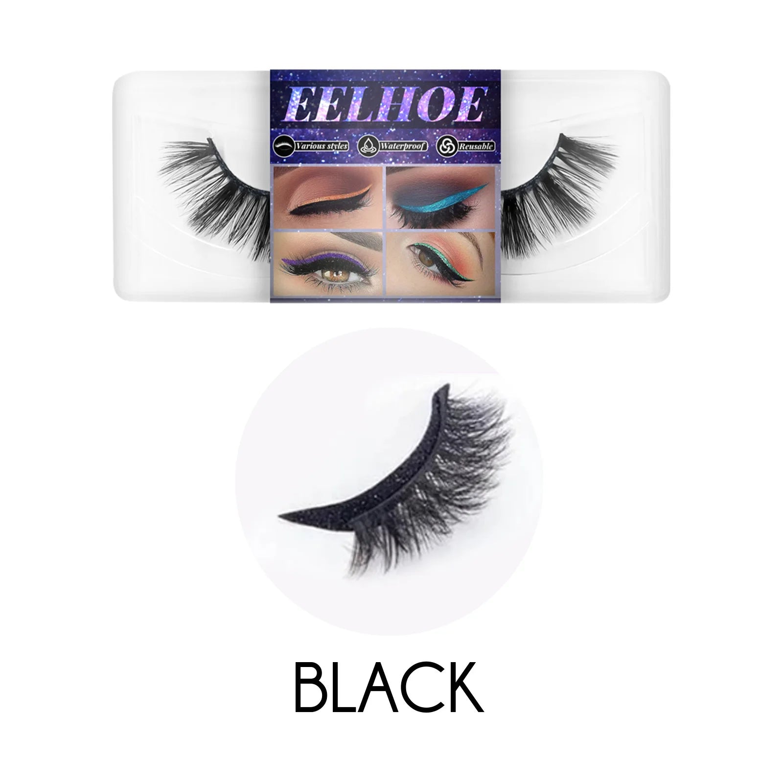 7color Glue-Free Faux Mink 3D Self-Adhesive Eyeliner Lash Stickers Waterproof Sweatproof False Eyelashes Stickers Eye Makeup Oasis Select 02