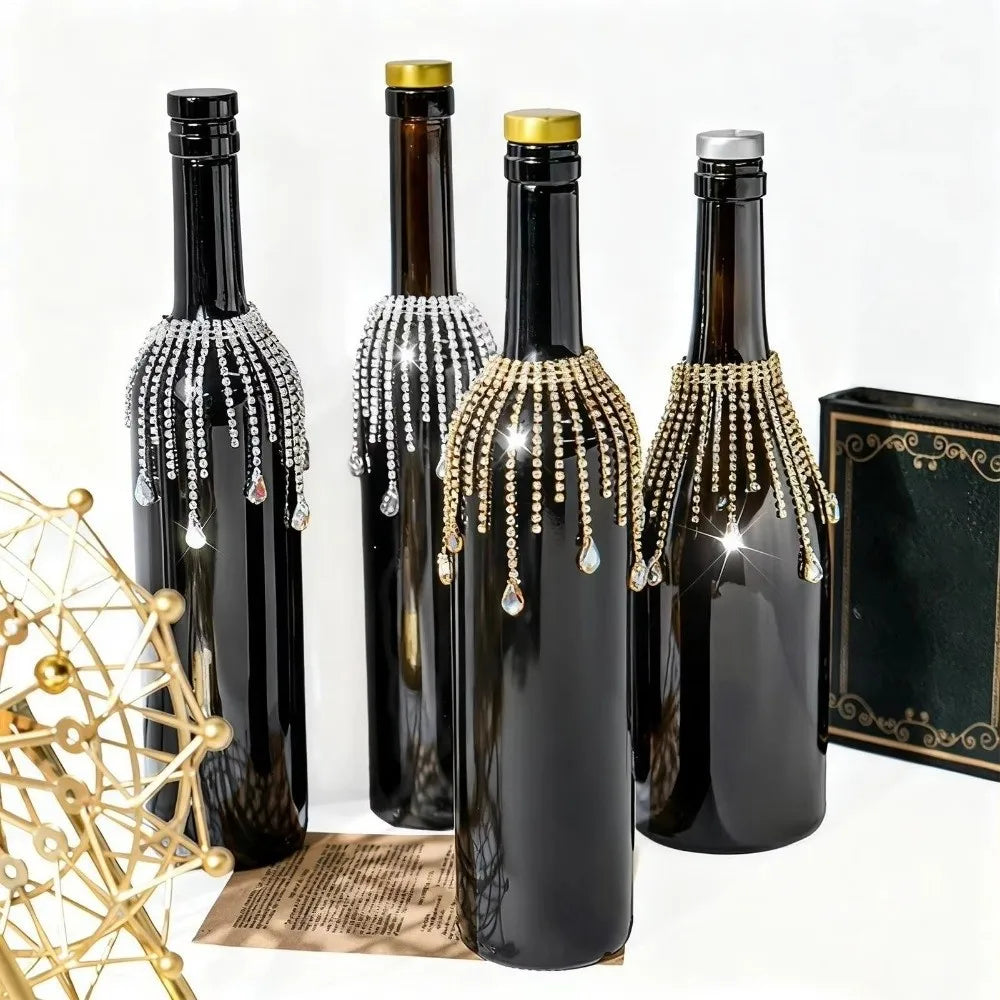 Crystal Rhinestone Fringe Bottle Cover – Elegant Tassel Chain