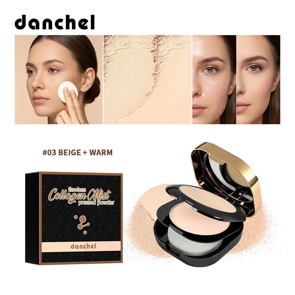 Collagen Pressed Powder Brightening & Contour 2 IN 1 Strong Oil Control Fine Silky Blendable Texture Nourishing Collagen Powder Oasis Select
