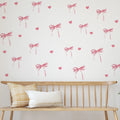 Cute Pink Bow Wall Stickers Boho Bowknot Bedroom Decorative Wall Stickers Love Heart Bow Fridge Stickers DIY Home Decoration Oasis Select Pink-A