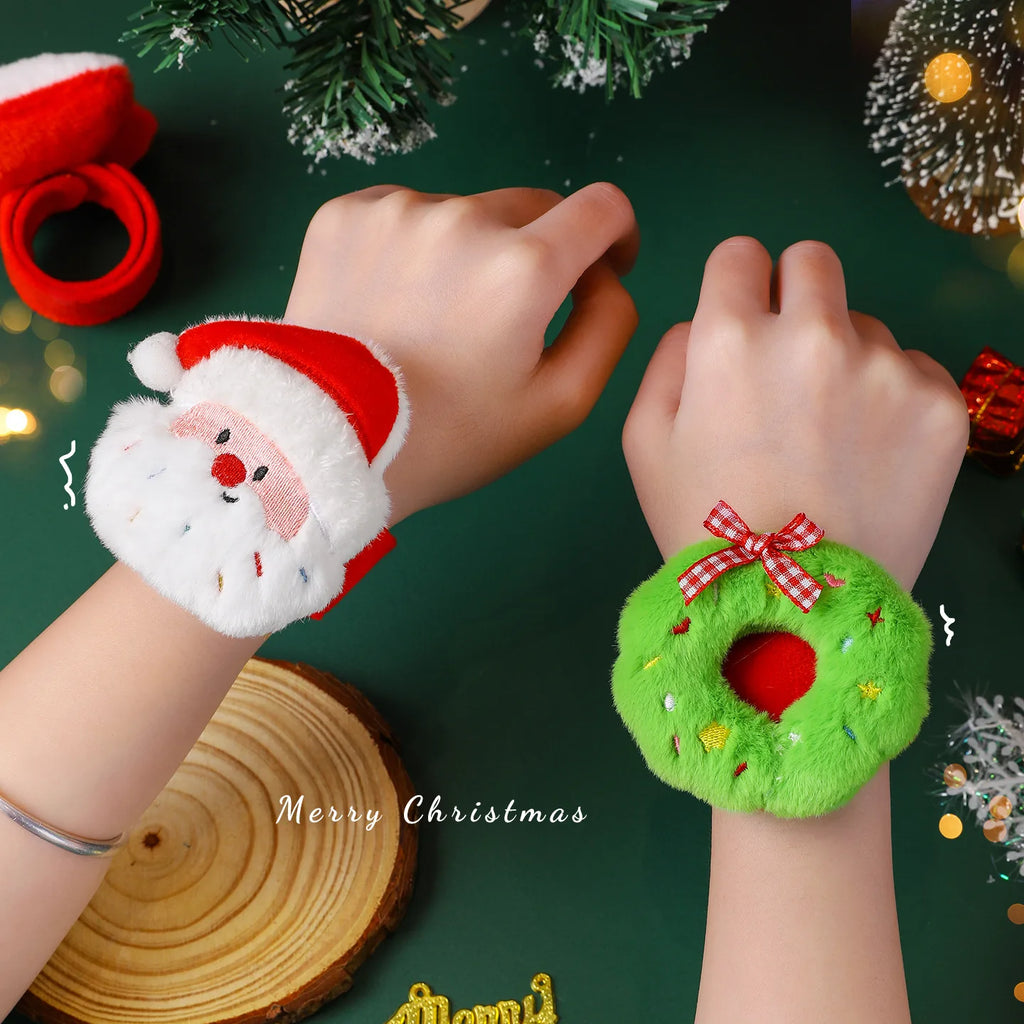 Christmas Decorations Plush Santa Claus Papa Ring Cartoon Cute Bracelet Toys Children's Gifts Oasis Select