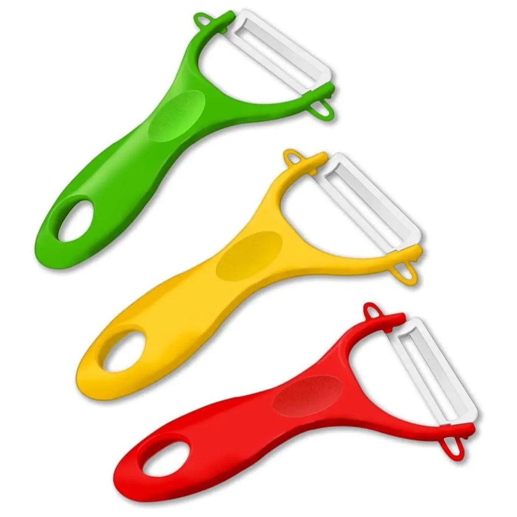 3pcs Ceramic peeler, fruit peeler, kitchen vegetable peeler, ceramic does not rust, potatoes carrot fruits Oasis Select Red green yellow
