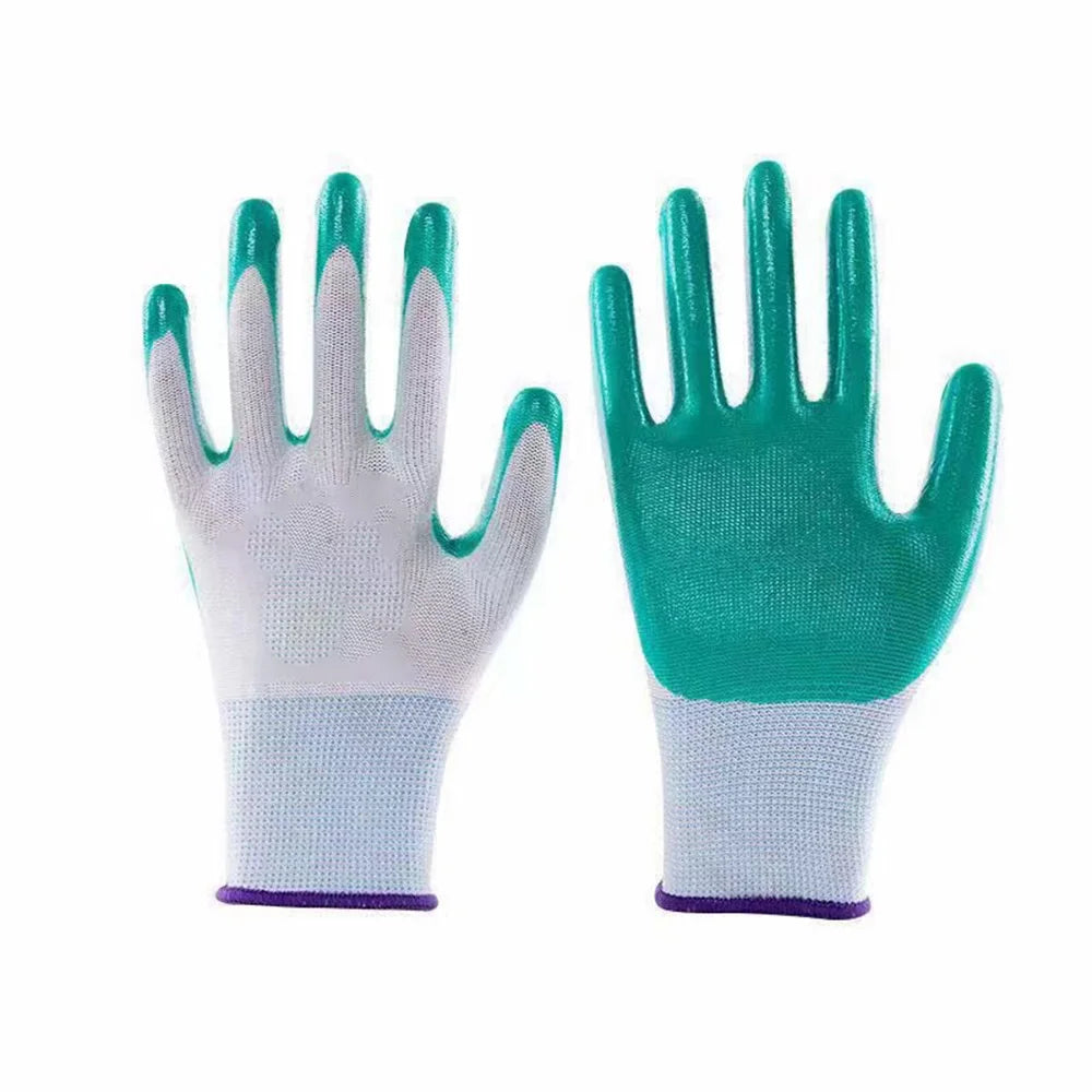 1pair Nylon Safety Working Gloves Premium Nitrile Coated Builders Excellent Grip Gardening Grip Industrial Protective Work Glove Oasis Select Green