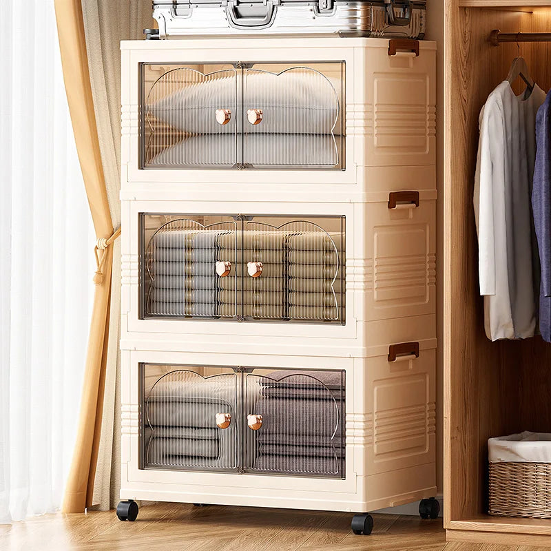 Double-Door Foldable Storage Box Portable Multi-Size Organizer Space-Saving for Living Room Bedroom Study No Assembly Required Oasis Select