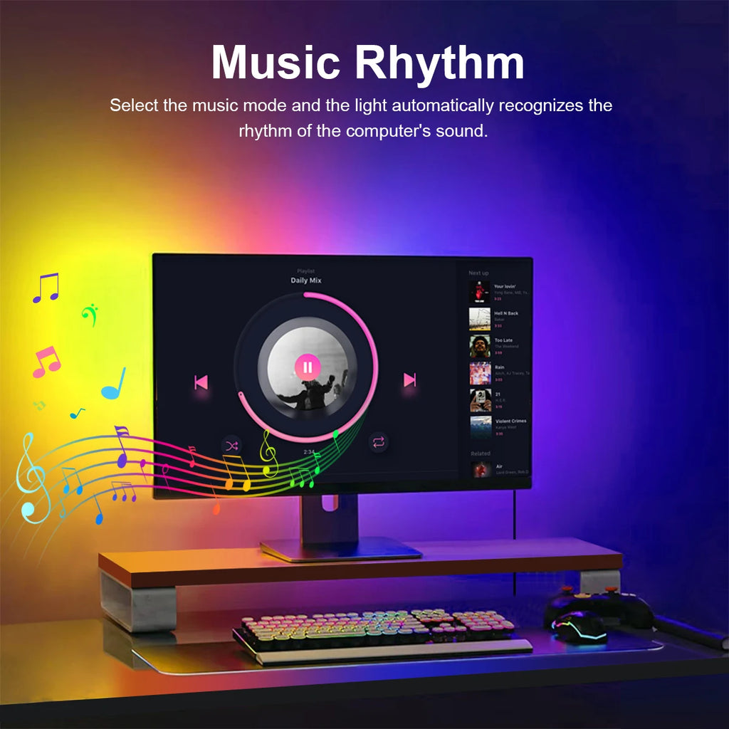 Monitor Ambilight Lights PC Display Gamer Ambient RGBIC Strip Desktop Computer Screen LED Backlight 5V USB Software Control Oasis Select