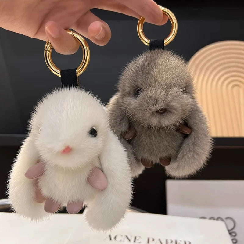 Cute Rabbit Plush Keychain Women Bag Car Keychain Pendant Decoration Jewelry Bags Hanging Accessories Gifts Oasis Select