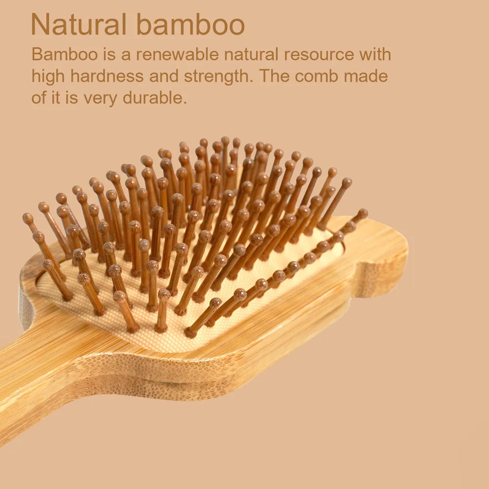 Cute Animal-Ear Bamboo Air Cushion Hairbrush | Wide-Tooth Comb Air Cushion Hairbrush Oasis Select