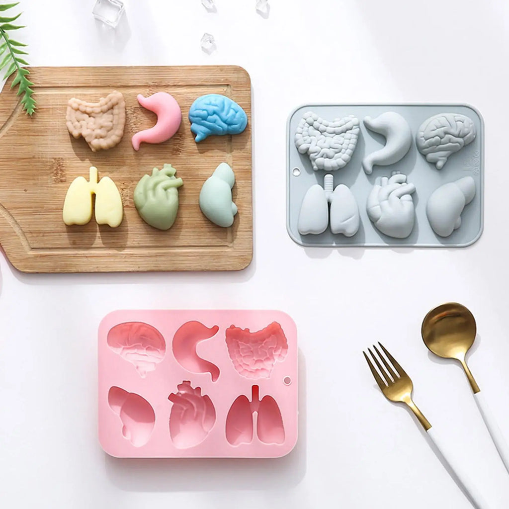 Organ Silicone Molds Halloween 3D Organ Shape Chocolate Candy Pudding Ice Cubes Tray Cupcake Baking Candy Cookie Ice Mold Oasis Select