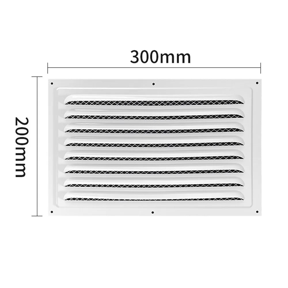 Stainless Steel Metal Vent Cover Built-in Insect Screen White Black Louver Air Vents Grille Square Grille Cover Oasis Select White 200x300m