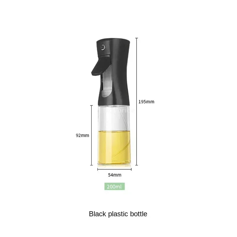 1PCS Black Transparent Kitchen Oil Bottle Cooking Oil Spray Olive Oil Bottle Fitness Barbecue Spray Oil Dispenser Household Oasis Select black 200ML