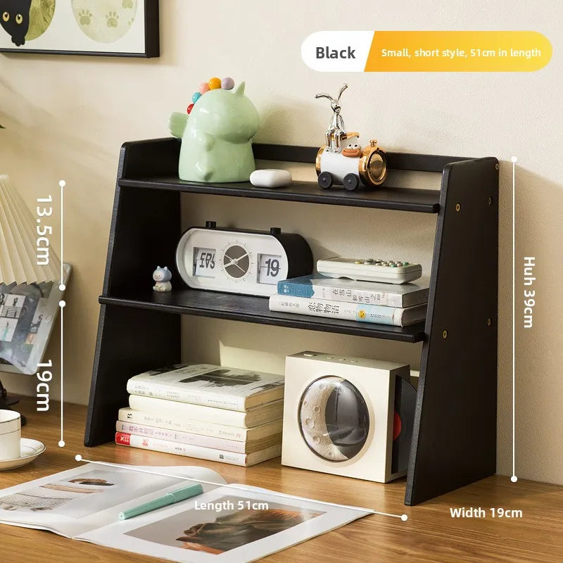 Medieval style shelves, household bedroom cabinets, student desk shelves, multi-layer simple display bookcases, storage shelves Oasis Select Black short 51