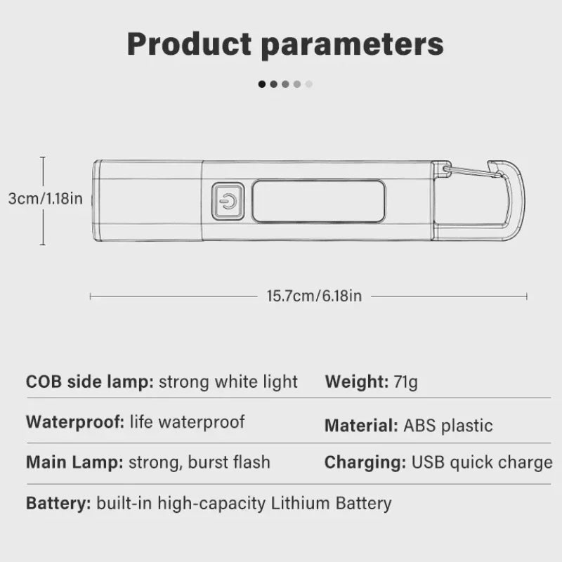 Zoomable XPE COB LED Flashlight | IPX7 Waterproof Rechargeable