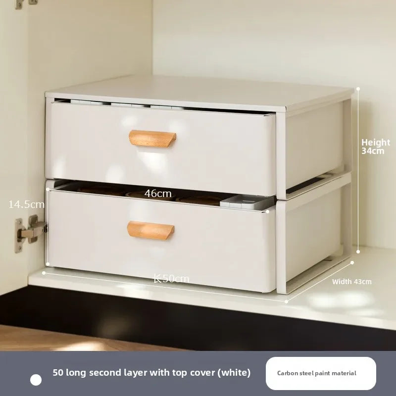 Multi-functional Kitchen Lower Sink Shelf Seasoning Dishes Pull-out Storage Box Sink Storage Rack Cabinet Pull Basket Layer Rack Oasis Select White B-2-50