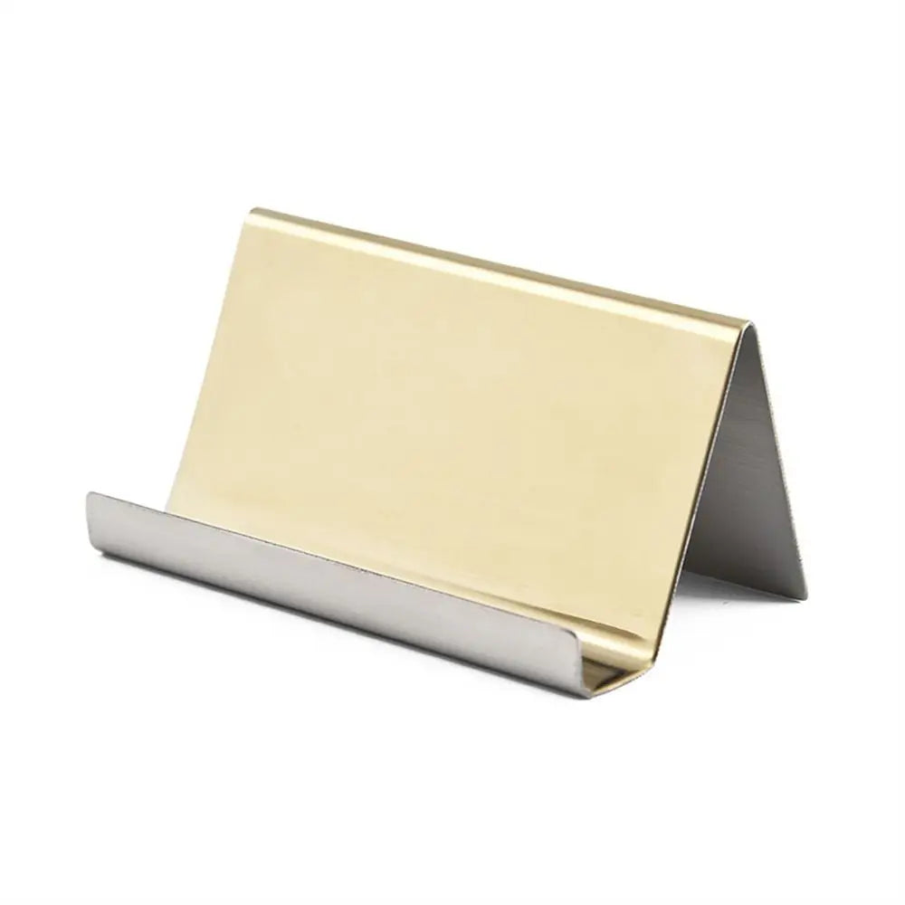 Holder Metal Desktop Stainless Steel Name Card Display Stand Business Card Storage Business Card Holder Name Tag Display Rack Oasis Select Gold-Mirrored