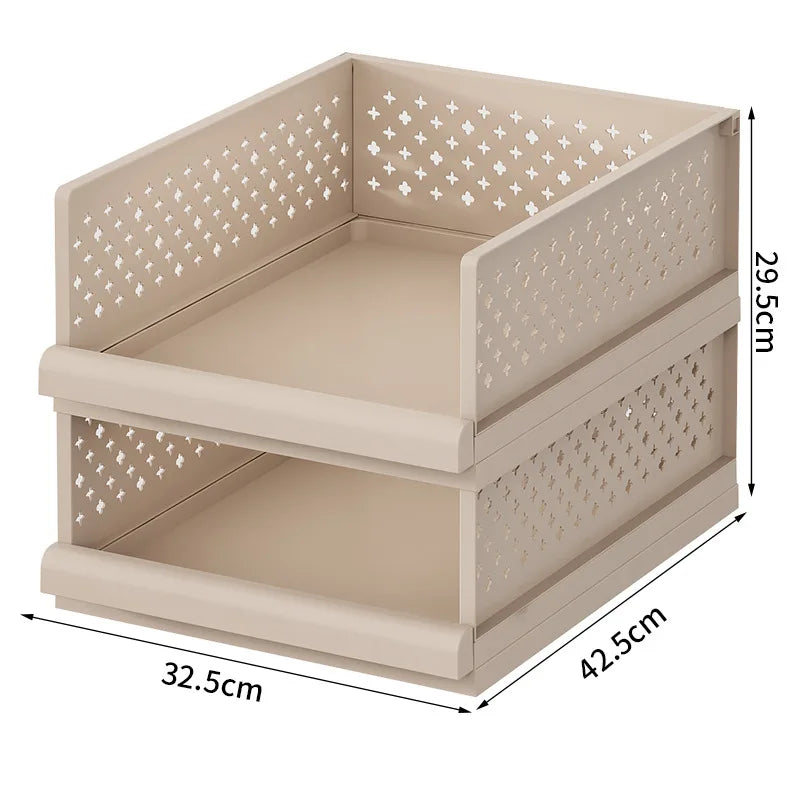 Drawer type clothes clothing storage box foldable pull-out wardrobe layered baffle pull basket layered pants storage box Oasis Select 2 Layers - Khaki