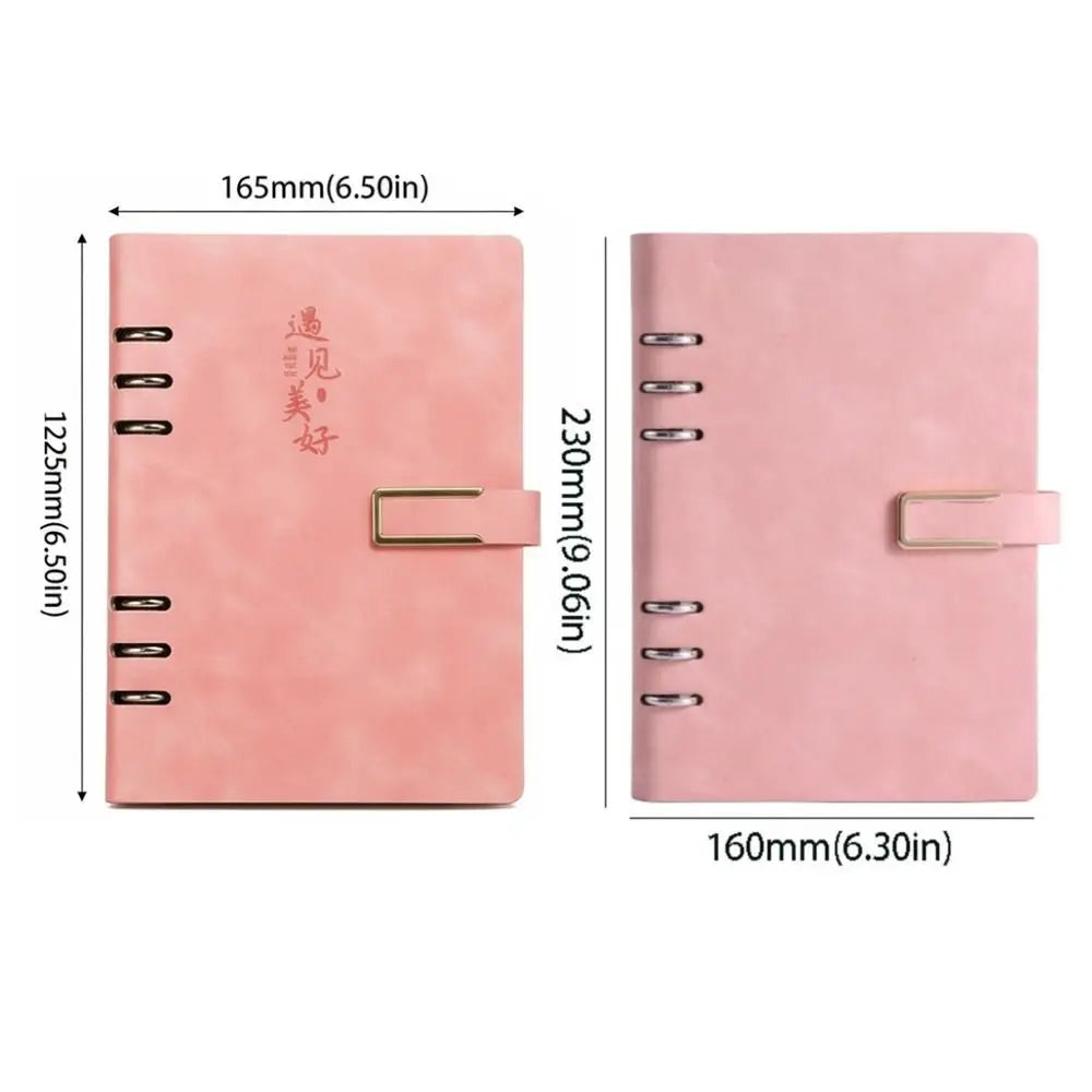 Detachable Metal Clip A5 Notebook 200 Pages 100 Sheets Loose Leaf Notebook Hardcover Leather Cover PU Hardcover Notebook Oasis Select