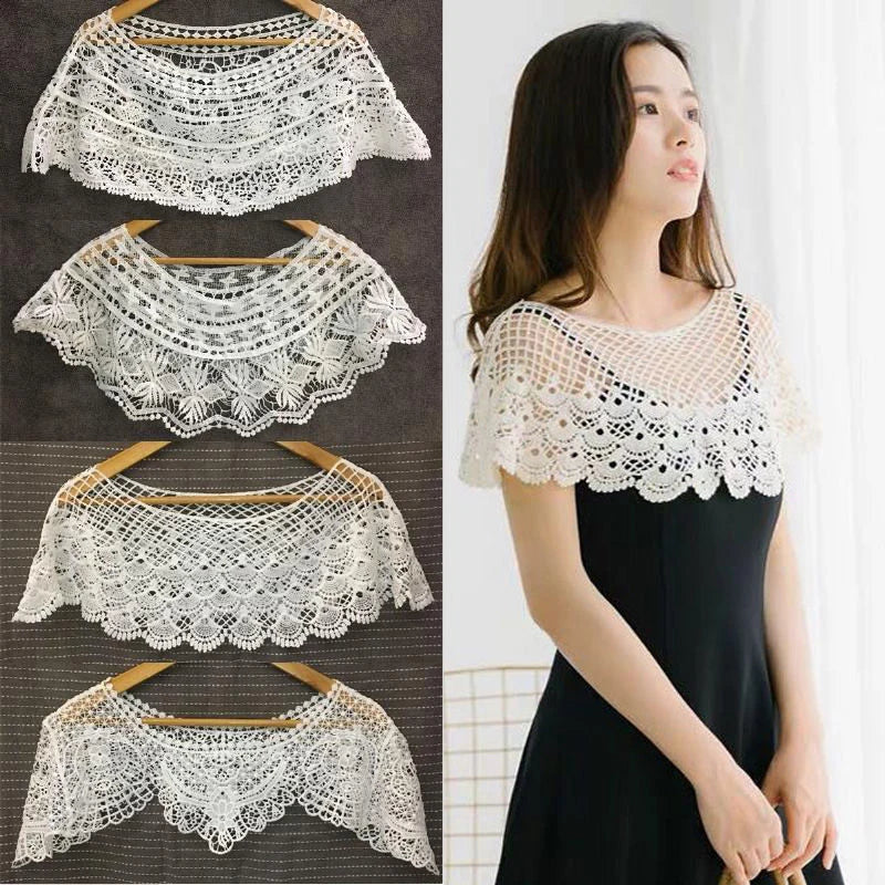Women Knit Hollow Out Shawl Wrap Wedding Bridal Evening Dress Lace Shawl Wedding Sunflower Lace Scarf Shrug Cape Poncho Oasis Select