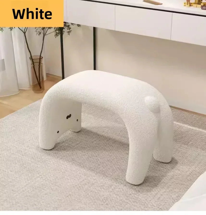 Cat Shoe Change Stool Household Door Shoe Stool Entry Small Stool Sitting Stool Low Stool Sofa Hair Stool Dressing Makeup Stool Oasis Select White