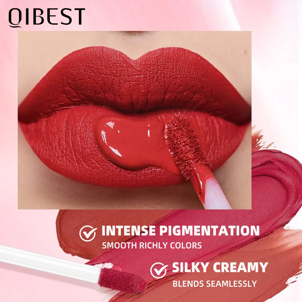 QIBEST 24 Colors Matte Lipgloss Waterproof Lasting Liquid Lipstick Nude Purple Lip Tint Makeup Lip Glaze Cosmetics Red Lip Stain Oasis Select