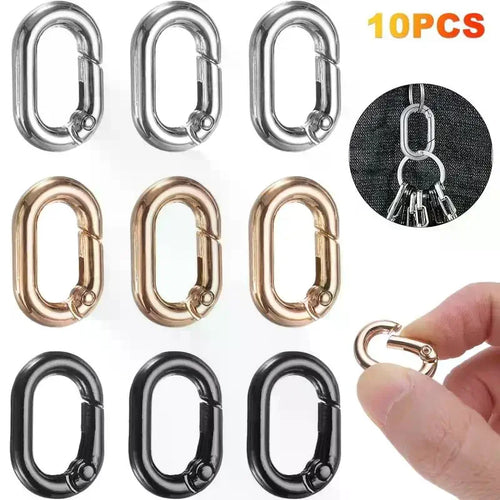 10Pcs Oval Spring Buckle Metal Alloy Design for Bag Strap Keychain Lanyard Adjustment Fastener Accessory Supplies Oasis Select