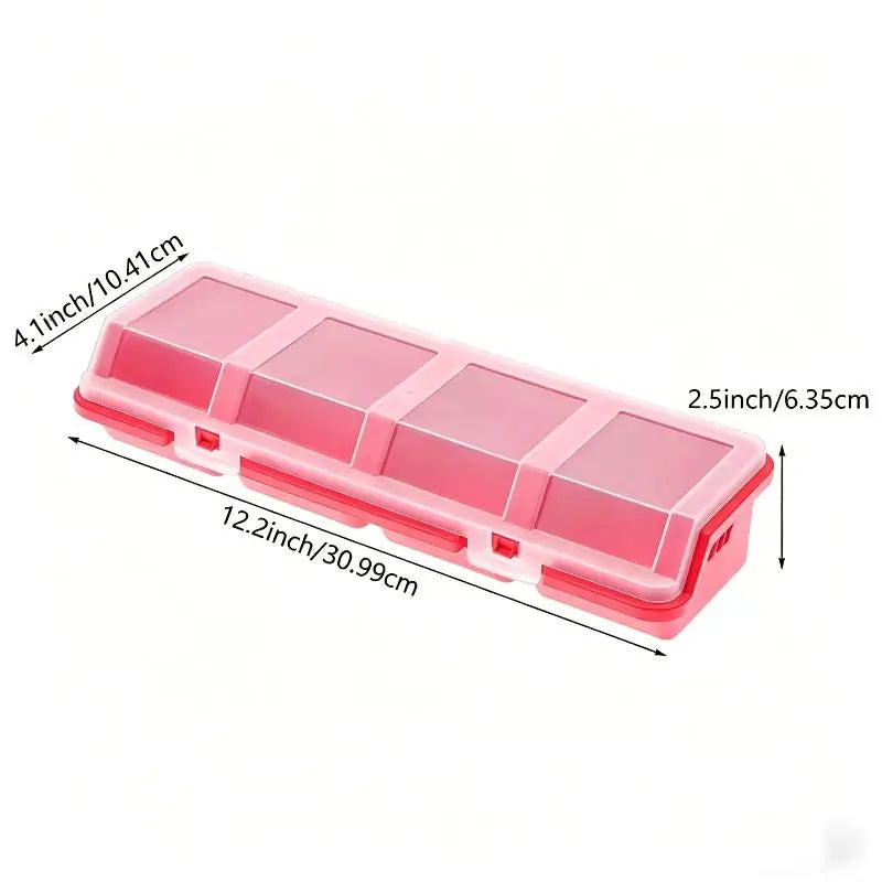 4 Grid Plastic Hardware Storage Box with Lid, Screw Organizer Case for Small Parts, Blue Red Black Available Oasis Select 002