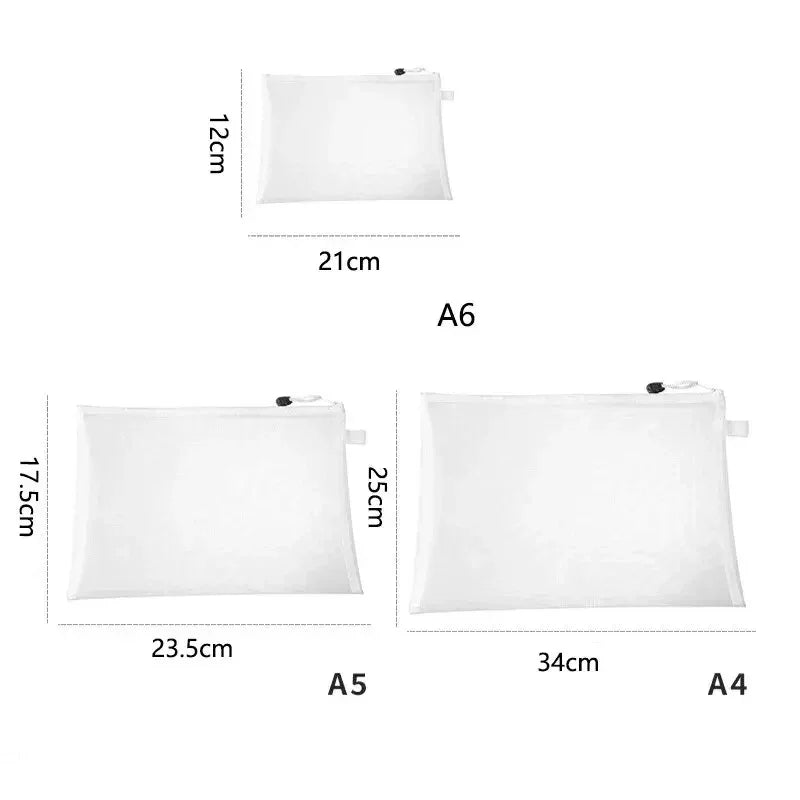 3-Pack Transparent Mesh Zipper Document Bags | Stationery Mesh Document Bag Oasis Select