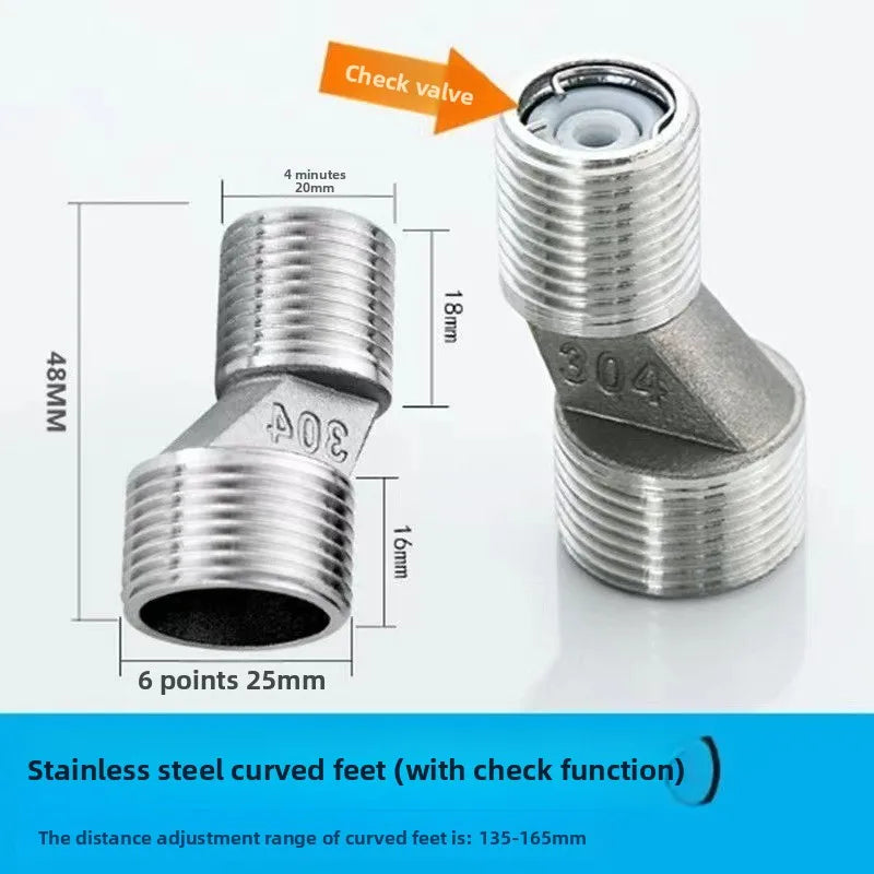 1pcsStainless Steel Angled Curved Foot 360° Rotatable Angle Adjustment Shower Faucet Adapter Wall Mounted Eccentric Screw Corner Oasis Select L 1pcs