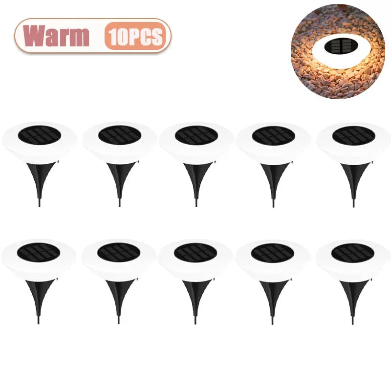 1-10PCS Solar Powered Lawn Lights Outdoor Waterproof Garden Lights LED Floor Lights Landscape Lighting Buried for Yard Decor Oasis Select Warm-10PCS