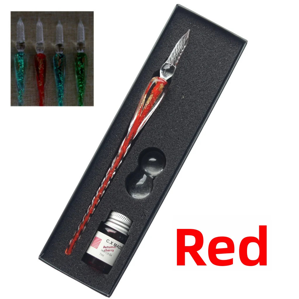 Crystal Glass Pen Dip Pen Set Gradient Color Retro Dip Pen Glass Pen Gift Box Oasis Select 3