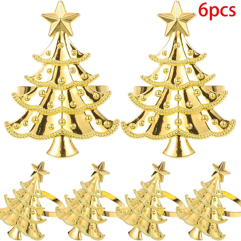 Christmas Napkin Rings Set of 6 | Xmas Holiday Table Decor