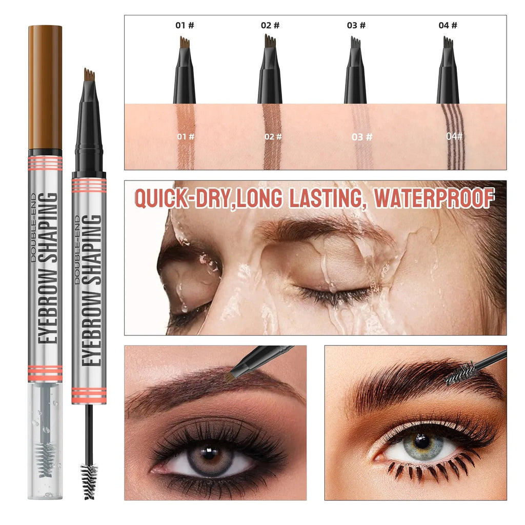 Hello Kiss 2-in-1 Waterproof Liquid Eyebrow Pencil – 4-Tip