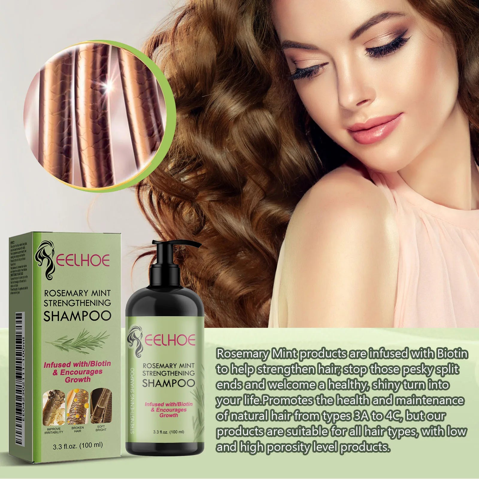 EELHOE Rosemary Shampoo – Repair Dry, Frizzy & Damaged Hair
