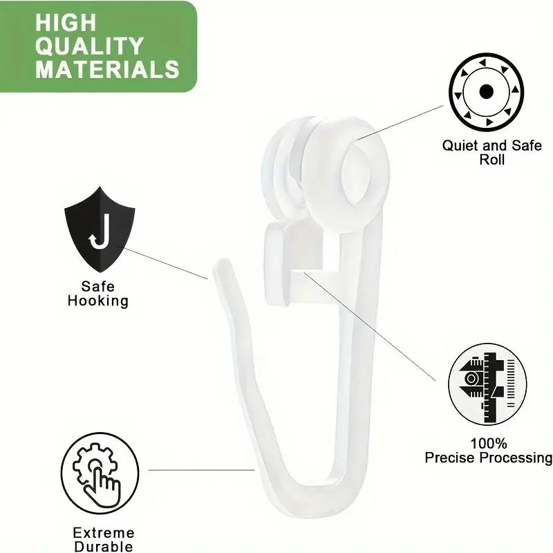 50pcs Nano Silent Curtain Pulley AccessoriesCurtain Track Hooks Curtains for Living Room Blinds for Bedroom Classic Clip Style Oasis Select