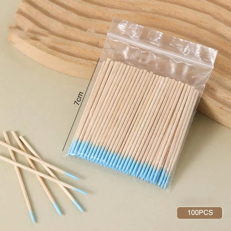 100pcs Micro Wood Cotton Swab Eyelash Extension Tools Tatoo Microblading Cleaning Wooden Sticks Cosmetic Cotton Brush Buds Tip Oasis Select WW-04