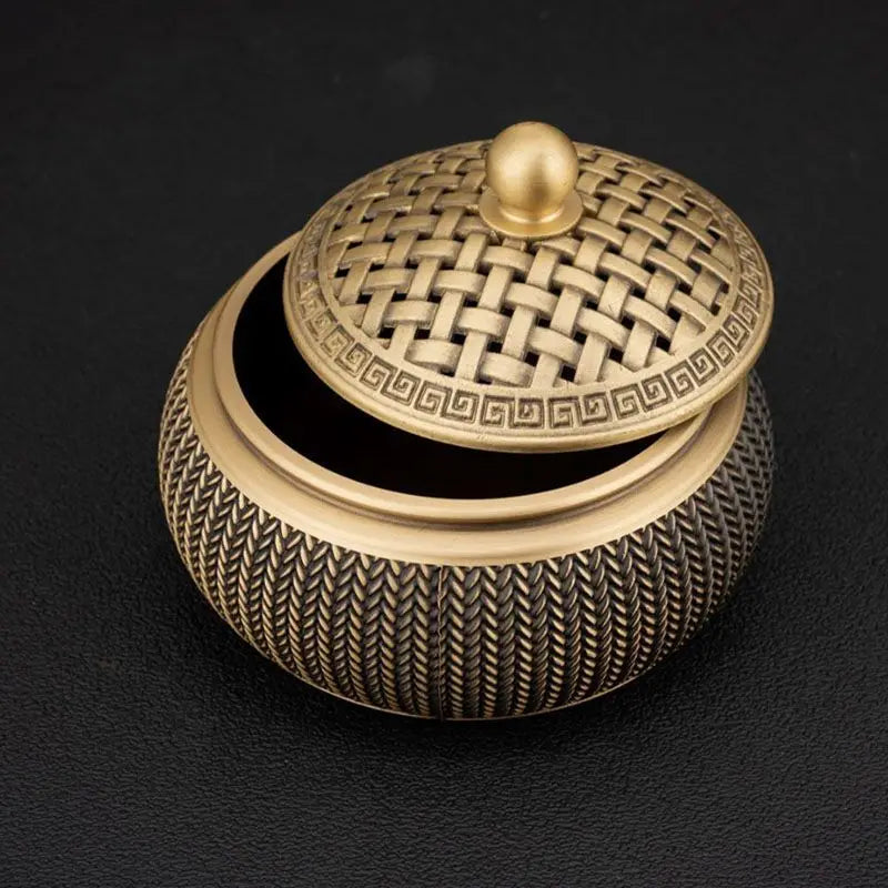 Brass Wheat Ear Stove Incense Burner Household Indoor Sandalwood Stove Decorative Metal Hollow Cover Stove Oasis Select