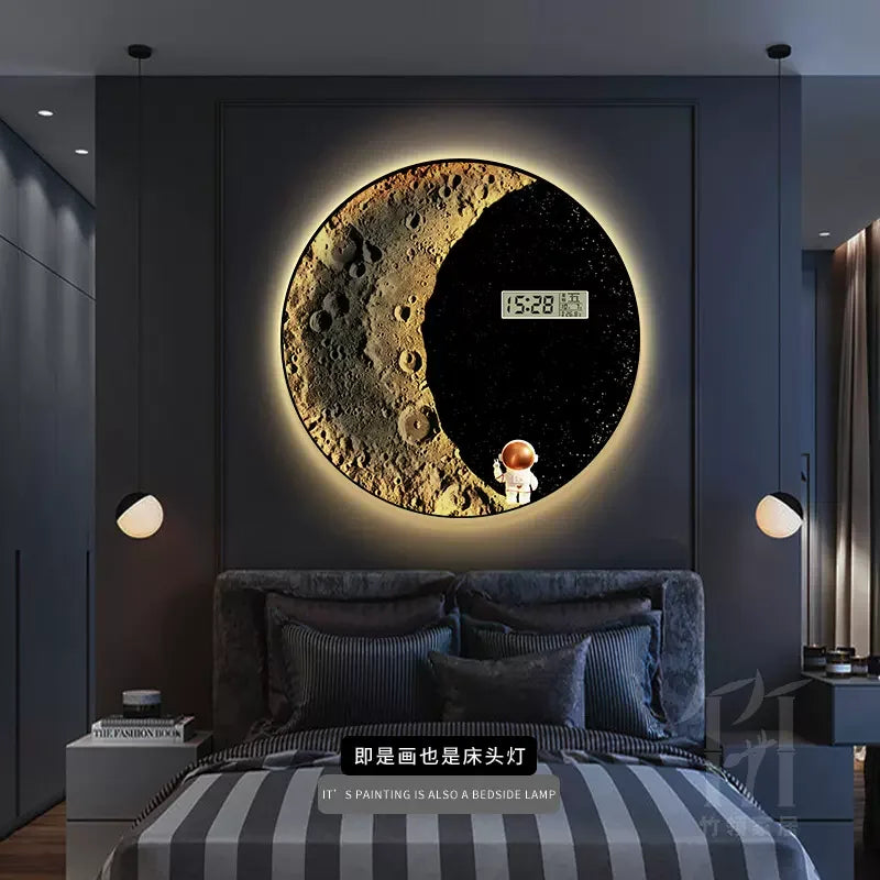New porch decorative painting bedroom led light painting perpetual calendar electronic decorative painting wall clock Oasis Select