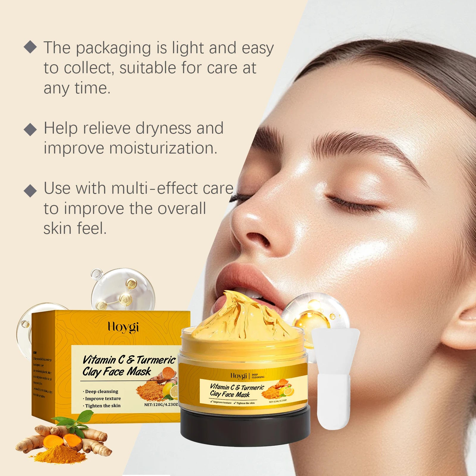 Hoygi Vitamin C Turmeric Clay Mask – Pores & Dark Spots Clay Face Mask Oasis Select